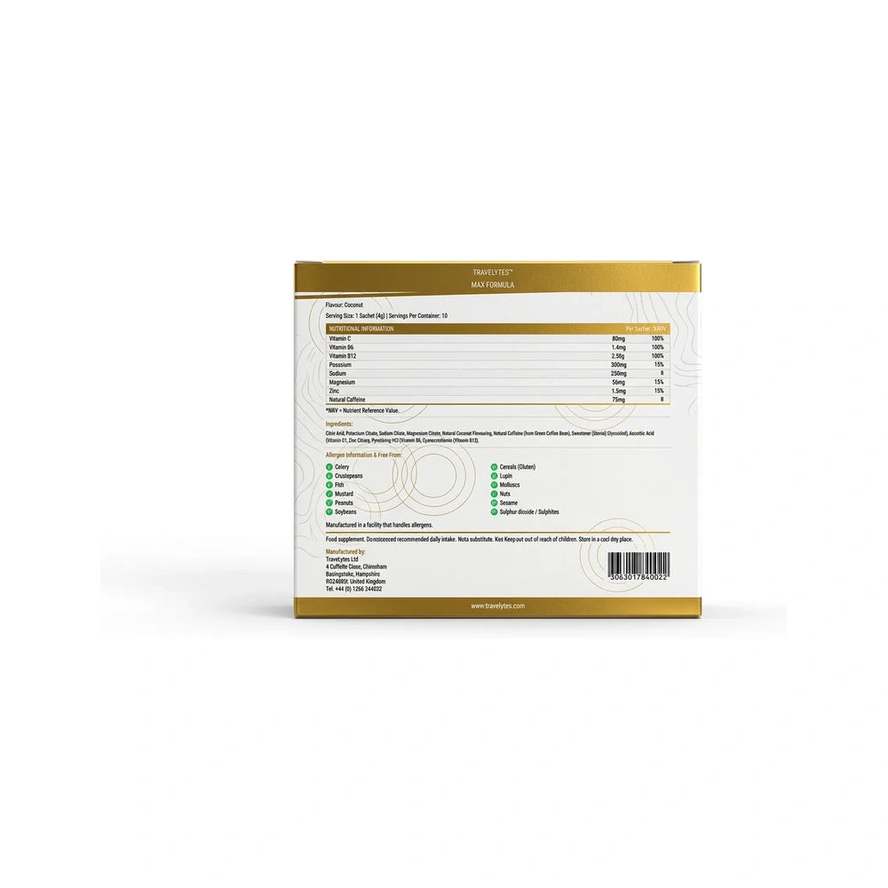TRAVELYTES MAX back - UK/EU nutritional label