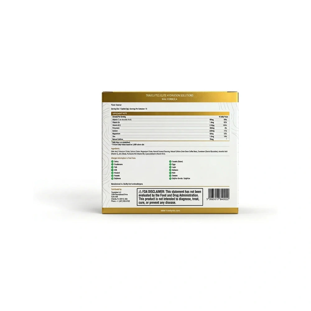 TRAVELYTES MAX back - US supplement facts